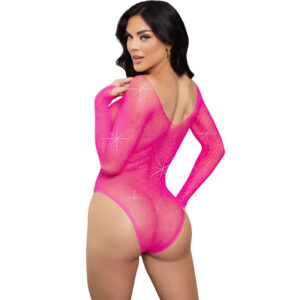 LEG AVENUE – BODY CRISTALIZADO MANGA COMPRIDA FÚCSIA