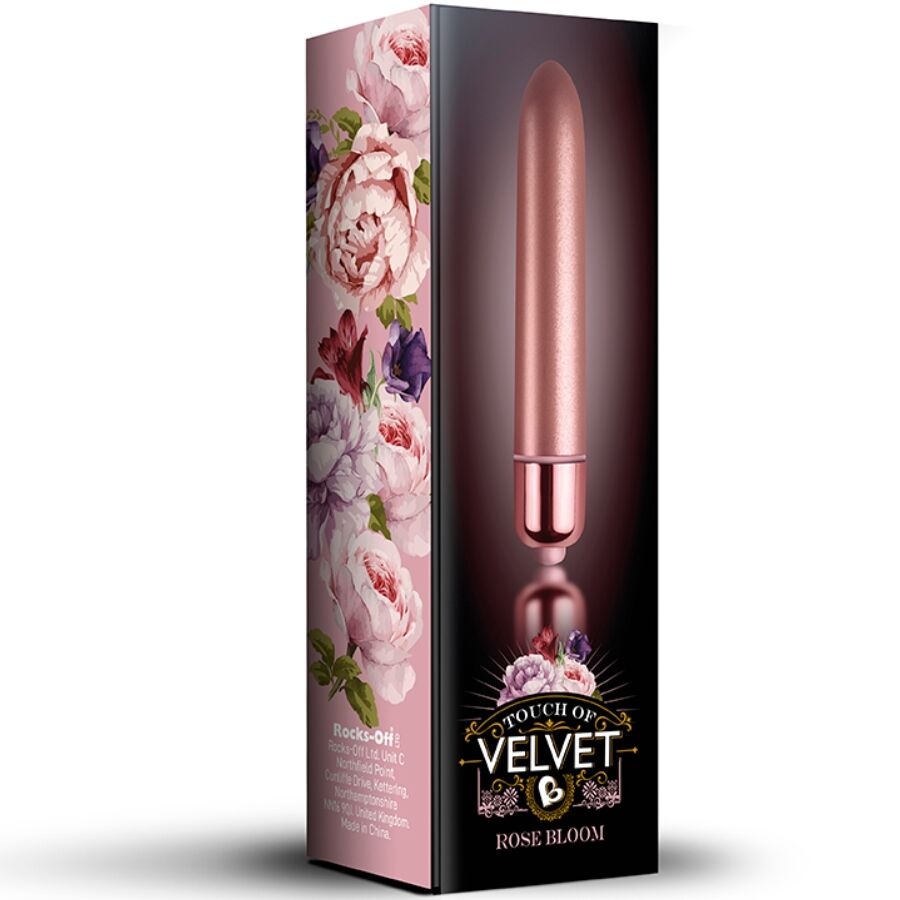 Mercadox ROCKS-OFF - TOQUE DE BALA VIBRANTE DE VELUDO ROSE BLOOM 10 VELOCIDADES