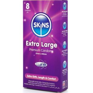 SKINS – PRESERVATIVOS EXTRA GRANDE PREMIUM PACOTE COM 8