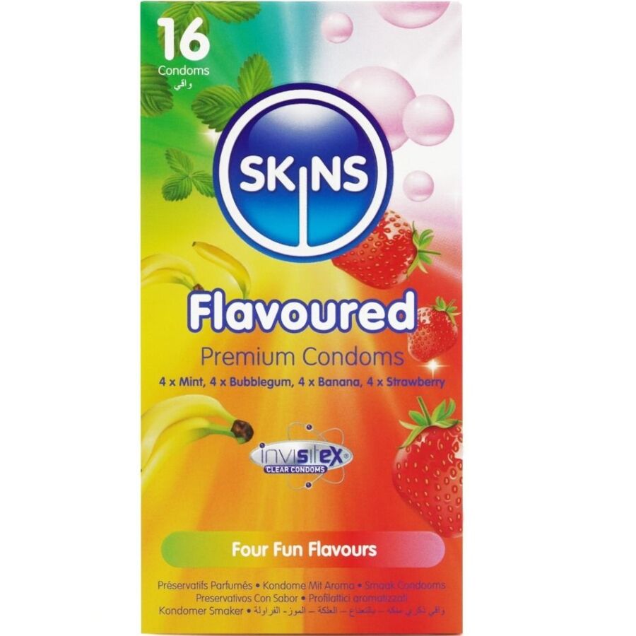 Mercadox SKINS - PRESERVATIVOS PREMIUM MULTI SABORES PACOTE COM 16