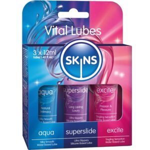 SKINS – KIT DE LUBRIFICANTES VITAL AQUA, SUPERSLIDE E EXCITE 3 x 12 ML