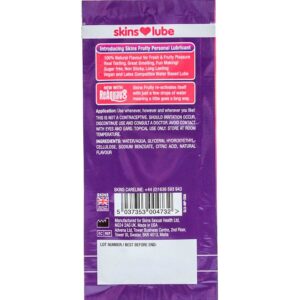 SKINS – LUBRIFICANTE À BASE DE ÁGUA COM SABOR FRUTADO DE MANGA E MARACUJÁ – DOSE ÚNICA DE 5 ML
