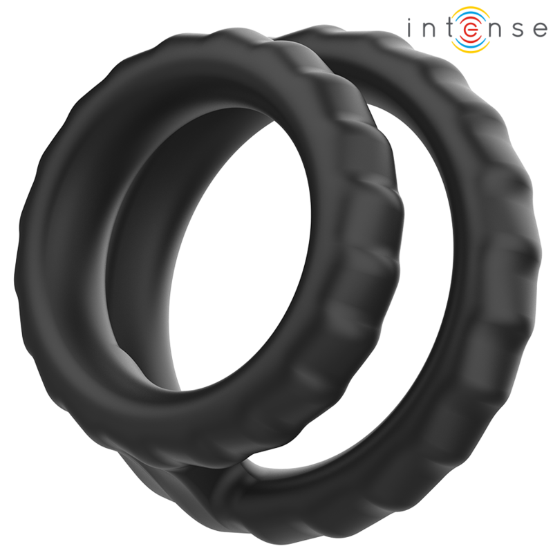 Mercadox INTENSE - DEWEY ANEL DE PÊNIS DUPLO DE SILICONE PRETO MODELO 2