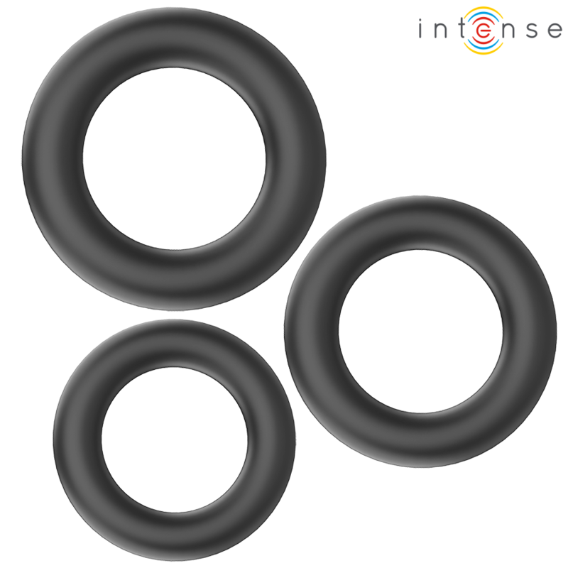 Mercadox INTENSE - HUGH 3 ANÉIS DE SILICONE BÁSICOS PRETOS