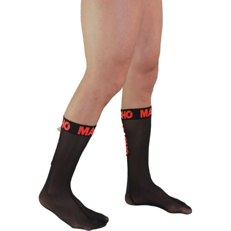 MACHO - MEIAS FINAS TAMANHO ÚNICO PRETO/VERMELHO - Image 3