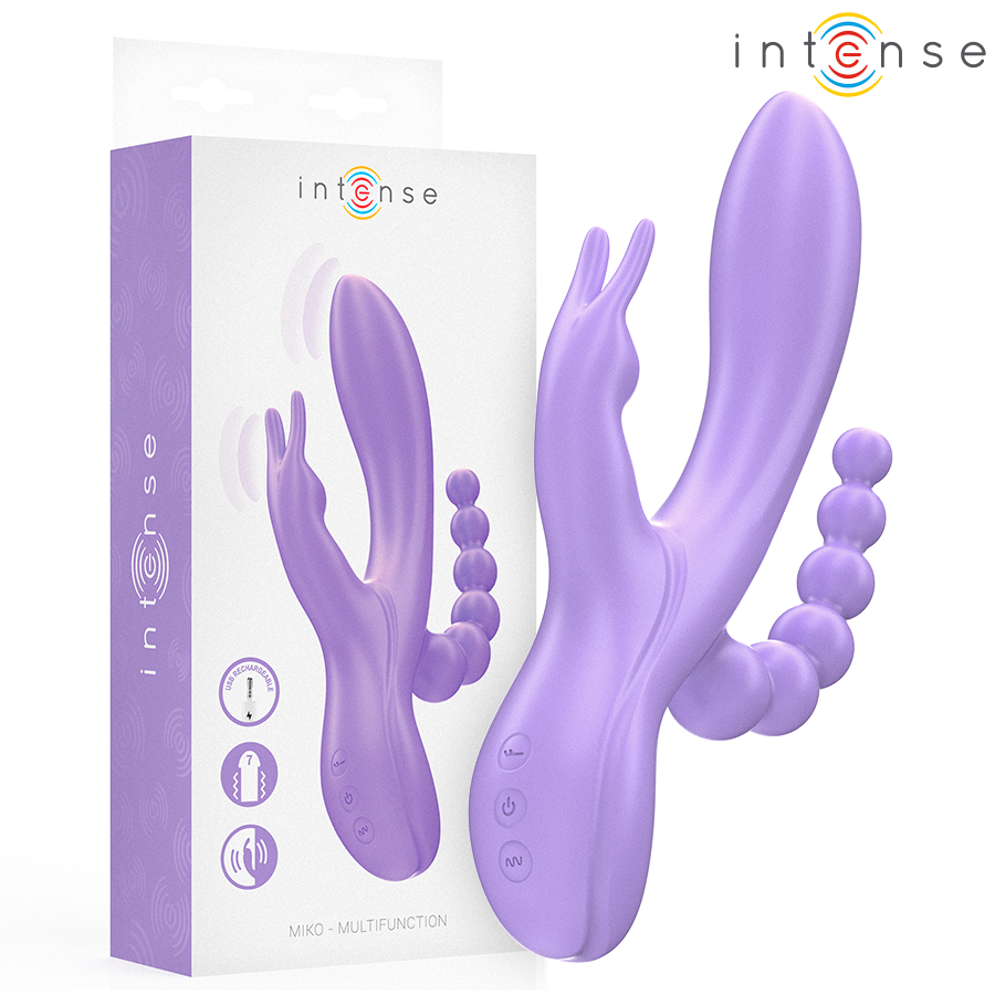 Mercadox INTENSE - MIKO TRIPLO VIBRADOR COELHO & ESTIMULADOR & ANAL 7 VIBRAÇÕES ROXO