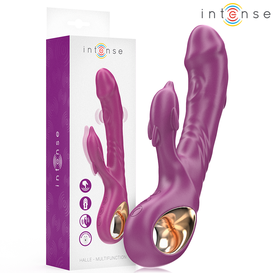 Mercadox INTENSE - VIBRADOR MULTIFUNCIONAL HALLE COM LÍNGUA ESTIMULANTE DE GOLFINHOS ROXO