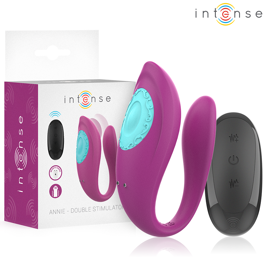 Mercadox INTENSE - ANNIE VIBRADOR E ESTIMULADOR EM FORMA DE U ROXO CONTROLE REMOTO
