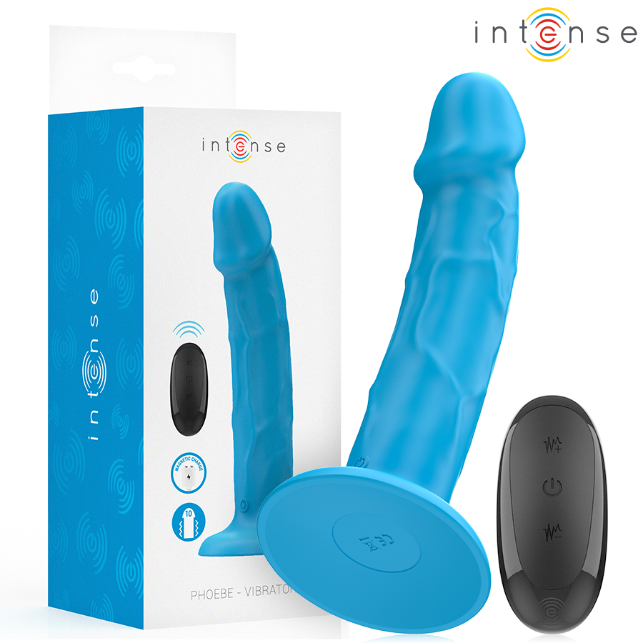 Mercadox INTENSE - VIBRADOR REALÍSTICO PHOEBE 10 VIBRAÇÕES CONTROLE REMOTO AZUL