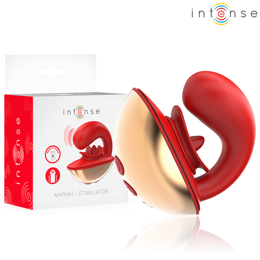 Mercadox INTENSE - VIBRADOR E ESTIMULADOR MARIAH EM FORMATO U 10 VIBRAÇÕES VERMELHO