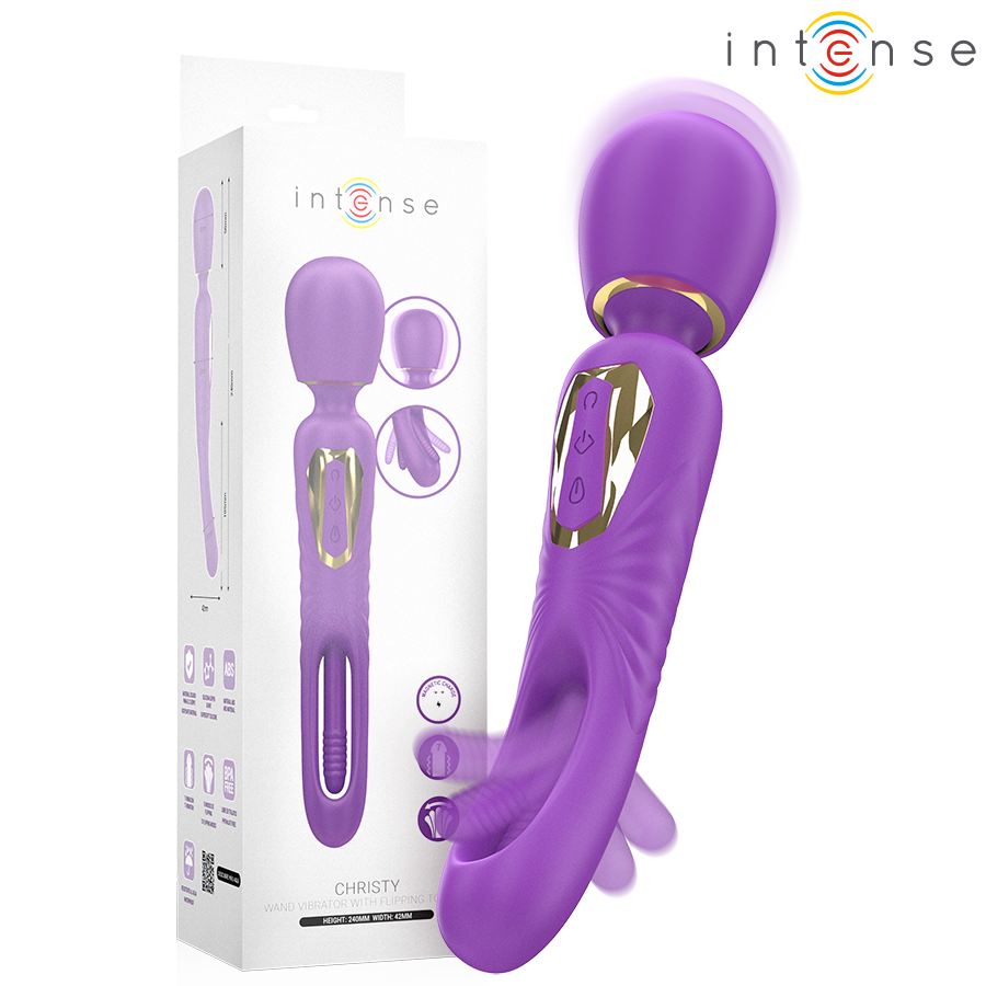 Mercadox INTENSE - VARINHA VIBRATÓRIA CHRISTY COM LÍNGUA QUE GIRA