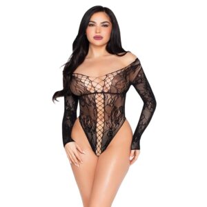 LEG AVENUE – 89370 TULE DE RENDA E REDE PRETO – TAMANHO ÚNICO