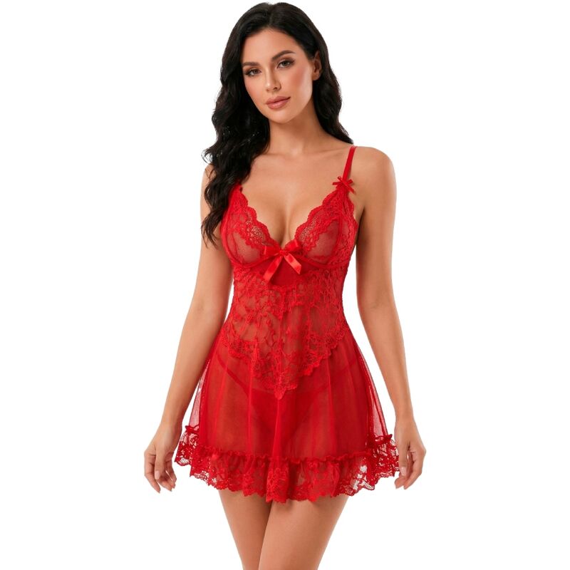 Mercadox LIVCO CORSETTI FASHION - CONJUNTO NUIT CAMISETA + CALCINHA VERMELHA 2028 P/M