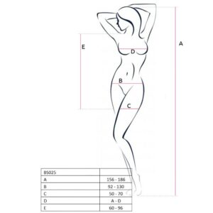 PASSION – MULHER BS025 BODYSTOCKING VESTIDO PRETO ESTILO TAMANHO ÚNICO