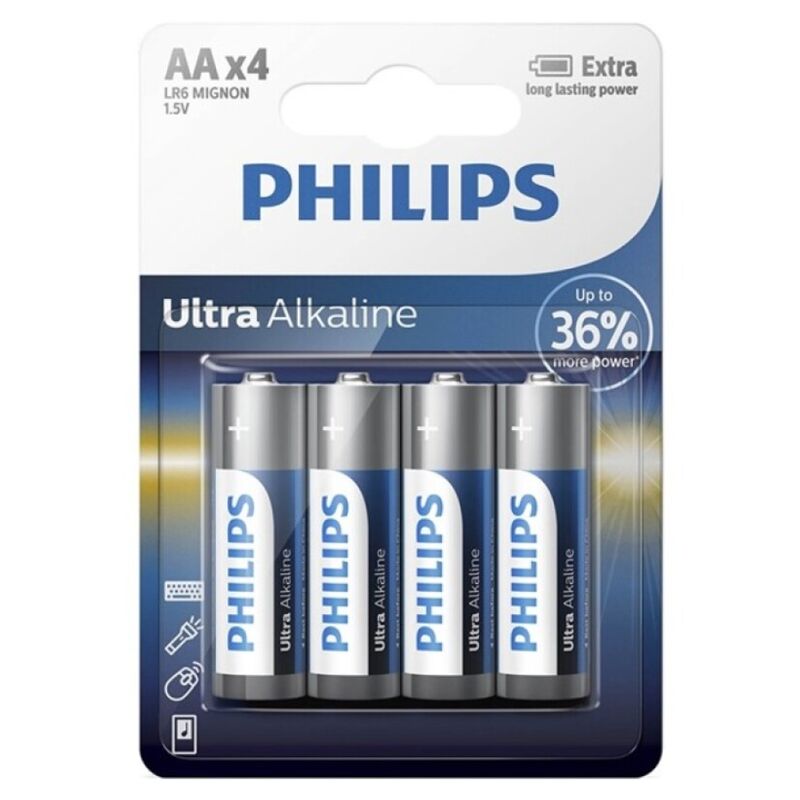 Mercadox PHILIPS - BATERIA ULTRA ALCALINA AA LR6 4 UNIDADE