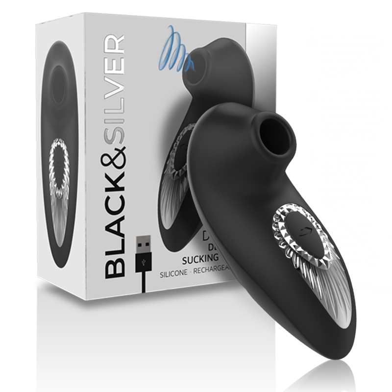 Mercadox BLACK&SILVER - DRAKE DELUXE SUCKING VIBE SILICONE RECARREGÁVEL PRETO