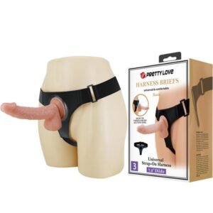 PRETTY LOVE – ARNESS BRIEFS ARNÊS UNIVERSAL COM DILDO KEVIN 19 CM NATURAL