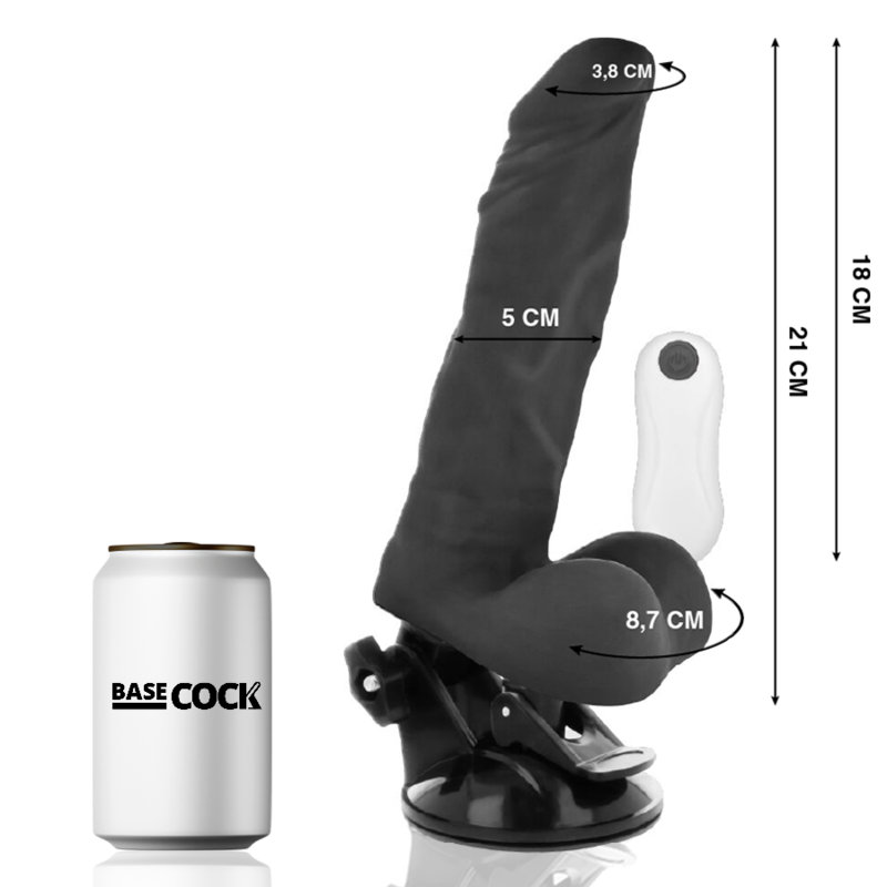BASECOCK - VIBRADOR ARTICULVEL CONTROLE REMOTO PRETO 21 CM -O- 5 CM - Image 2