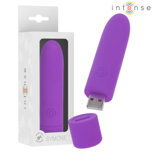 INTENSE – SYMONE  USB RECARREGÁVEL VIBRATÓRIA BULLET 8 VIBRAÇÕES ROXO 10 X 2,2 CM