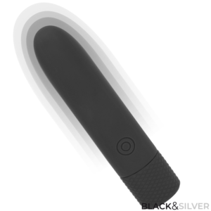 BLACK & SILVER – GERI USB RECARREGÁVEL VIBRATÓRIA BULLET 8 VIBRAÇÕES PRETO 10 X 2,2 CM