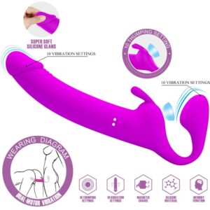 PRETTY LOVE – ZANINI STRAPLESS STRAP-ON 10 VIBRAÇÕES ROXO