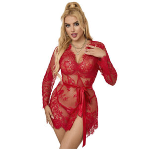 SUBBLIME – 953782 CAMISOLA DE NOITE DE RENDA + TANGA VERMELHA L/XL