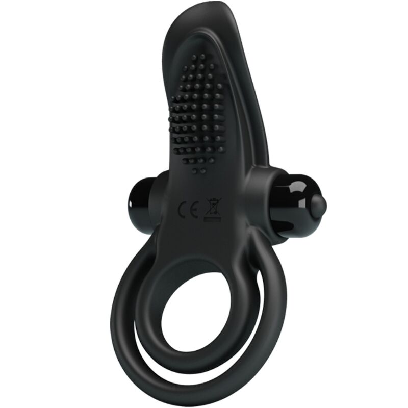Mercadox PRETTY LOVE - ANEL VIBRATÓRIO DUPLO + ESTIMULADOR DE CLITÓRIS 10 VIBRAÇÕES PRETO