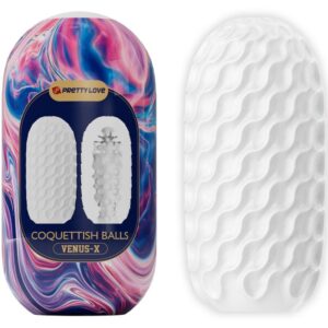 PRETTY LOVE – MASTURBADOR MASCULINO DE SILICONE COQUETTISH BALLS BRANCO