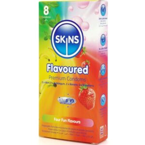 SKINS – PRESERVATIVOS PREMIUM MULTI SABORES PACOTE 8