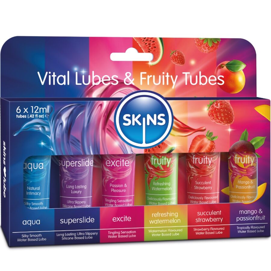 Mercadox SKINS - KIT DE LUBRIFICANTES VITAL & FRUITY 6 x 12 ML