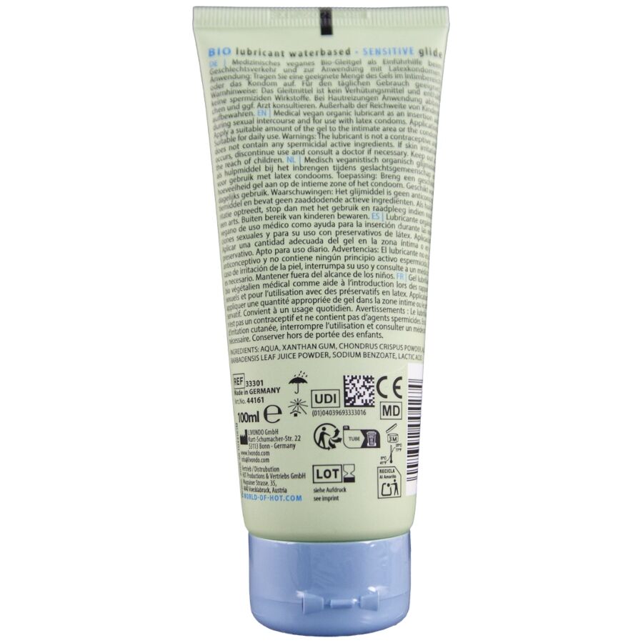 HOT - BIO LUBRIFICANTE À BASE ÁGUA SENSITIV 100 ML - Image 2