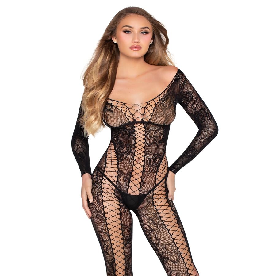 Mercadox LEG AVENUE - 89369 MACACÃO DE RENDA E TULE PRETO - TAMANHO ÚNICO