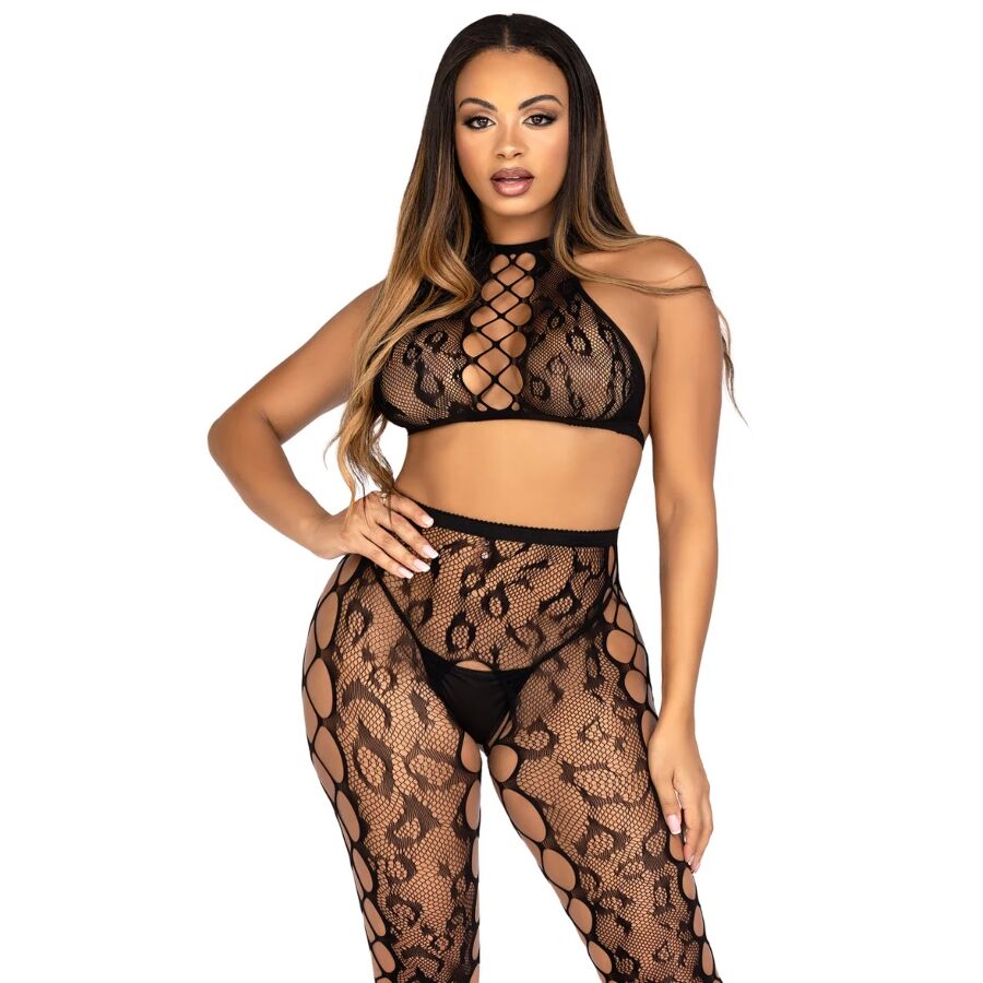 Mercadox LEG AVENUE - 89372 TOP CROPPED E MEIA-CALÇA SEM VOLTA PRETO - TAMANHO ÚNICO