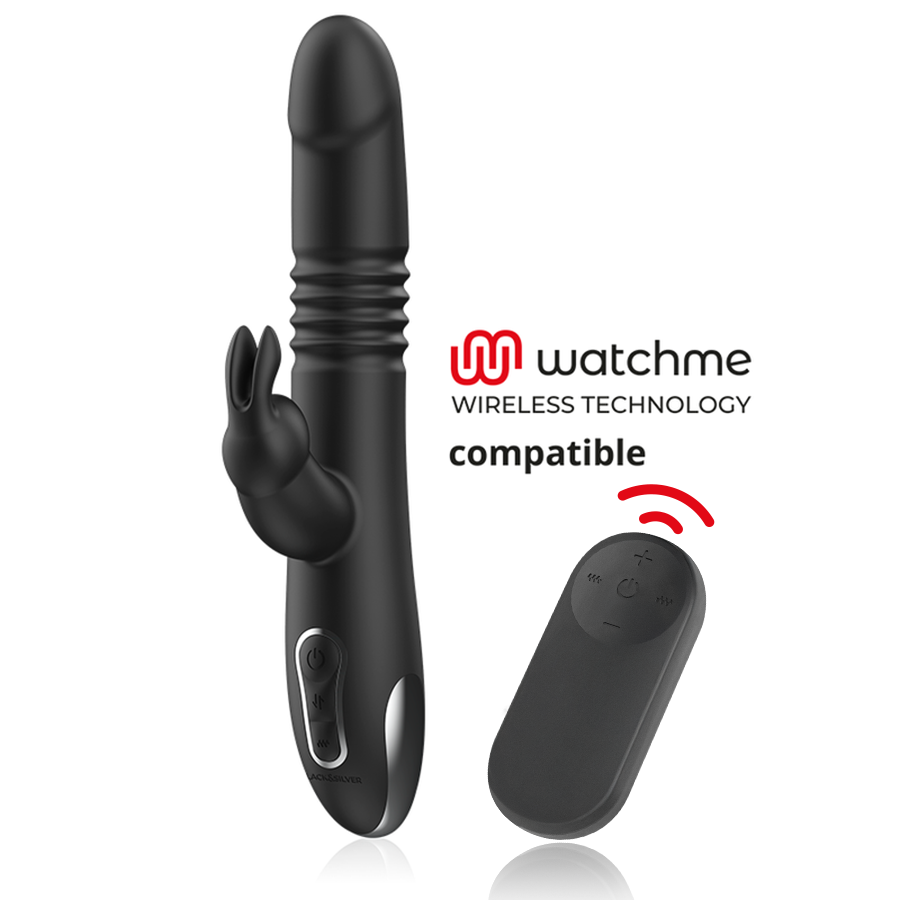 Mercadox BLACK&SILVER - KENJI VIBRADOR RABBIT UP & DOWN + CONTROLO REMOTO WATCHME