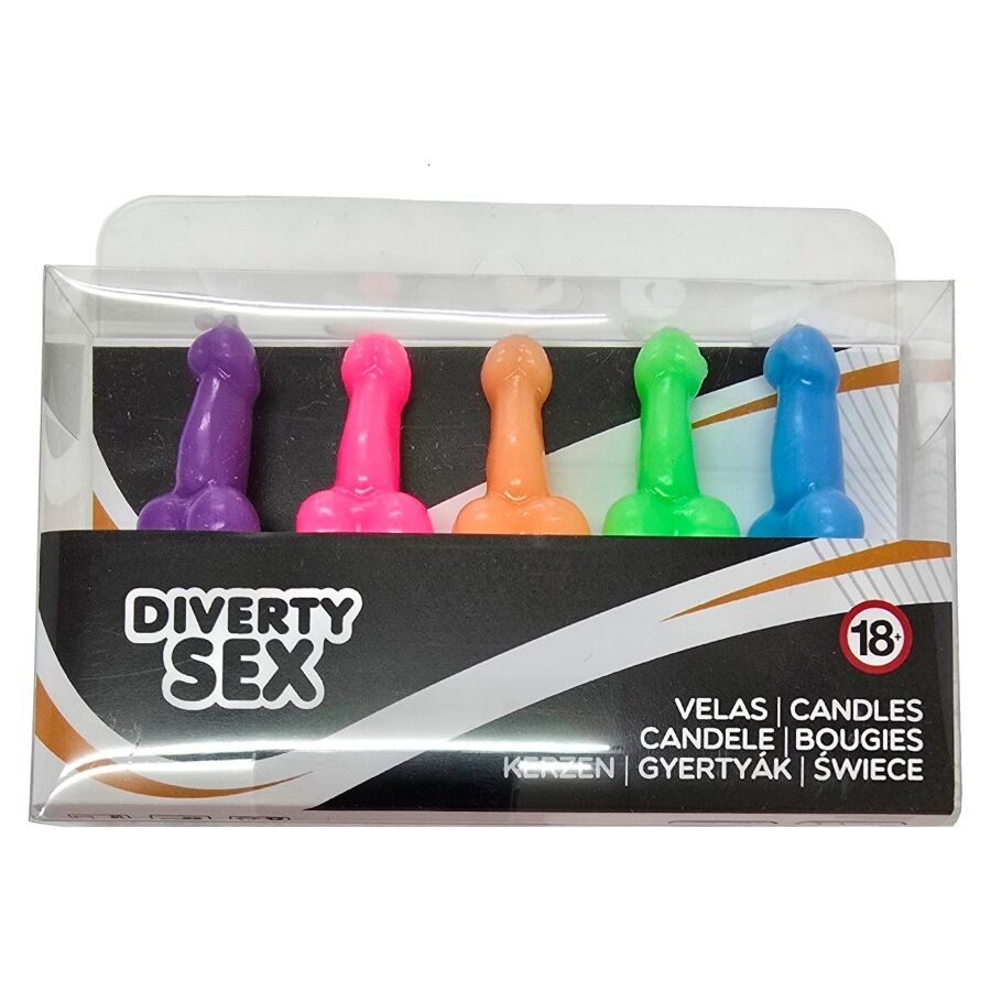 Mercadox DIABLO PICANTE - CAIXA COM 5 VELAS EM FORMATO DE PÊNIS EM CORES DIFERENTES