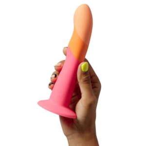 ROMP – DIZI DILDO DE SILICONE COM VENTOSA TRICOLOR 18 CM