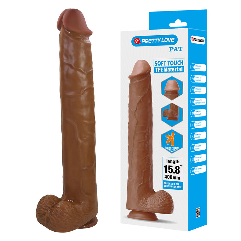 Mercadox PRETTY LOVE - PAT DILDO FLEXÍVEL REALISTA COM VENTOSA 40 CM -Ø- 6 CM MARROM