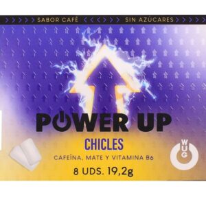 WUG Power Up – Goma de Mascar Energética para Concentração e Resistência – Cartela com 8 Unidades