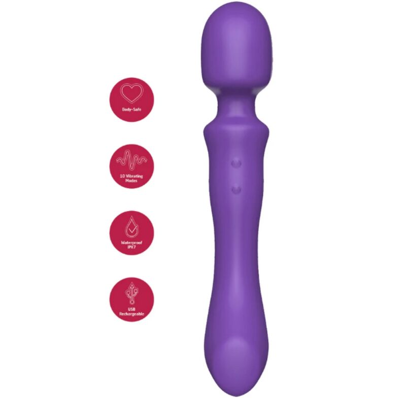 Mercadox SHE.E.O - VARINHA MASSAGEADORA VIBRATÓRIA DE DUAS PONTAS ROXA