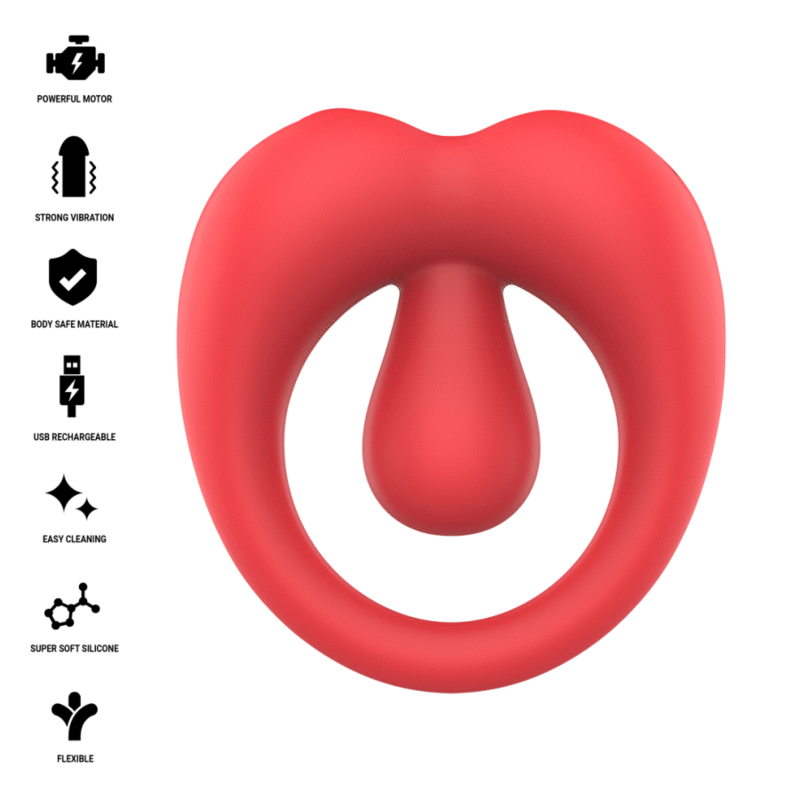 Mercadox INTENSE - RUSSELL ANILLO VIBRADOR CON ESTIMULACIÓN DE CLÍTORIS ROJO