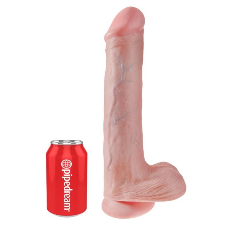 Mercadox KING COCK - DILDO REALISTA COM TESTÍCULOS E VENTOSA 38 CM COR DE CARNE