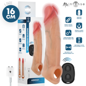 MR INTENSE – CAPA DE SILICONE PARA PÊNIS VIBRADOR ARNOLD L COM CONTROLE REMOTO 16 CM -Ø- 4,5 CM