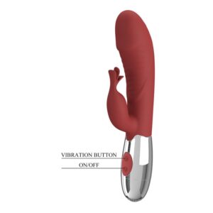 PRETTY LOVE – VIBRADOR COELHO DE JACARANDÁ 30 FUNÇÕES RECARREGÁVEL VIA USB VERMELHO