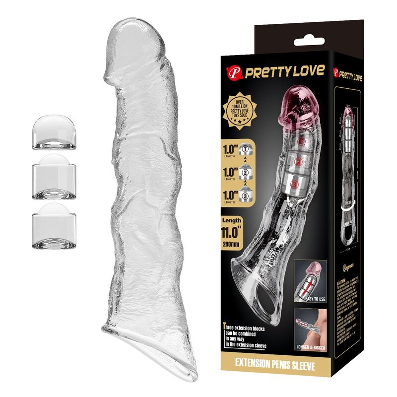 Mercadox PRETTY LOVE - CAPA EXTENSORA DE PÊNIS AJUSTÁVEL 28 CM Ø 4