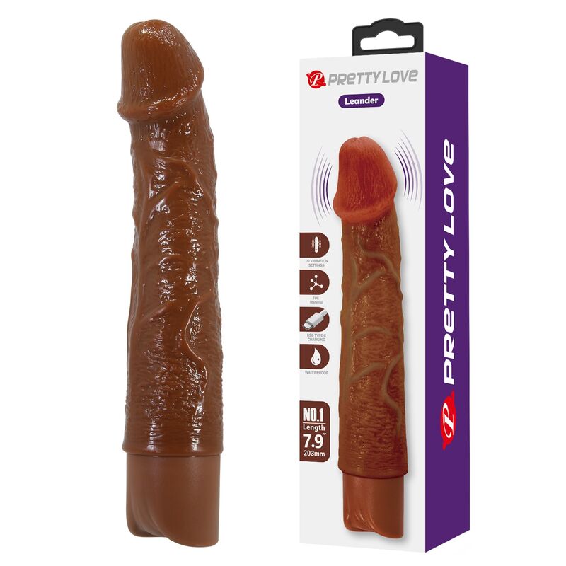 Mercadox PRETTY LOVE - VIBRADOR REALISTA LEONARDO 20 CM Ø 4 CM MARROM