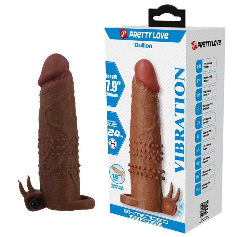 Mercadox PRETTY LOVE - CAPA VIBRATÓRIA PARA PÊNIS QUILLON 20 CM Ø 4 CM MARROM