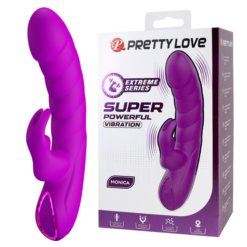 Mercadox PRETTY LOVE - MONICA VIBRADOR RECARREGÁVEL COM DUPLA ESTIMULAÇÃO PARA PONTO G E CLITÓRIS ROXO