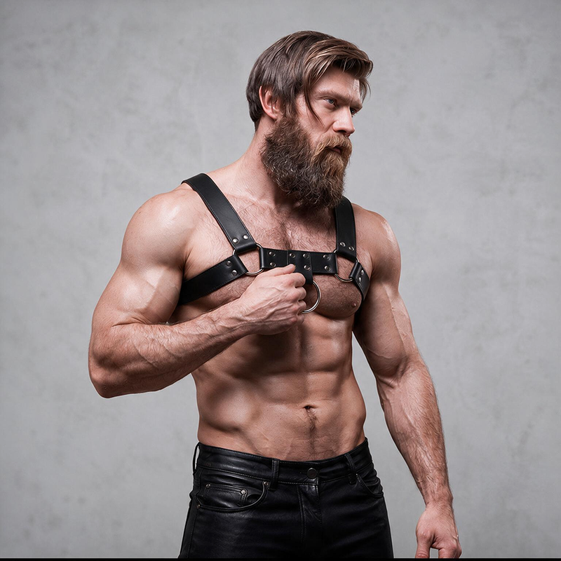FETISH SUBMISSIVE ATTITUDE - ARNÊS DE PEITO DE COURO ECOLÓGICO MASCULINO - Image 6