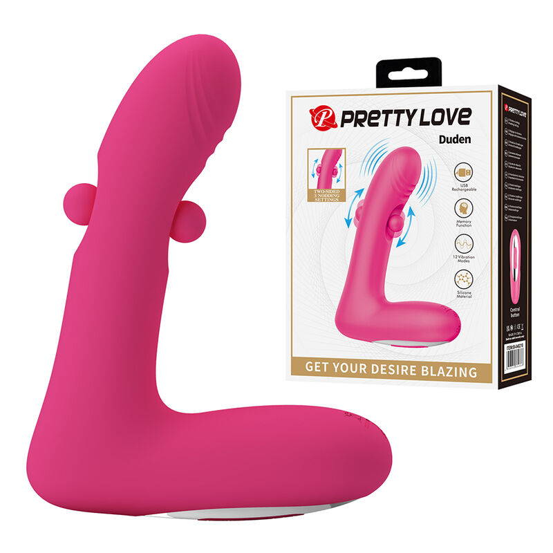 Mercadox PRETTY LOVE - DUDEN VIBRADOR DE SILICONE RECARREGÁVEL COM 12 MODOS DE VIBRAÇÃO E 3 MODOS DE BALANÇO