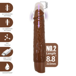 PRETTY LOVE – KESSLER VIBRADOR REALISTA COM 10 MODOS DE VIBRAÇÃO E 10 INTENSIDADES, 22 CM, MARROM